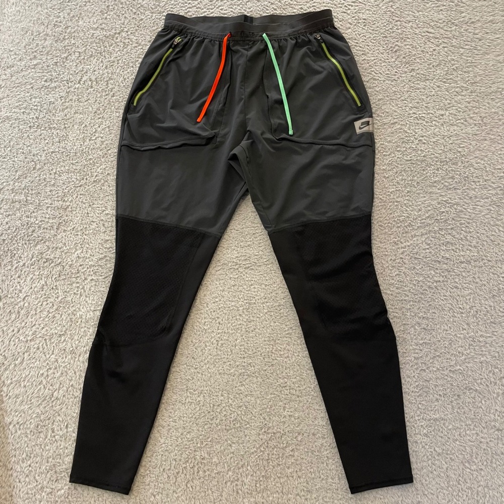 Nike Dri-Fit Wild Run Hybrid Pants Mens M Black Neon Reflective Track Joggers